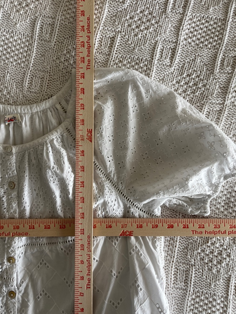 Faherty Carmel Eyelet Organic Cotton Top In White Sz M - Picture 8 of 10